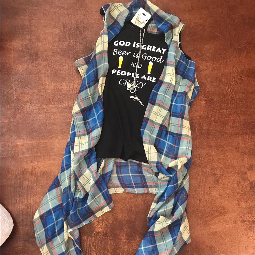 BLUE PLAID VEST